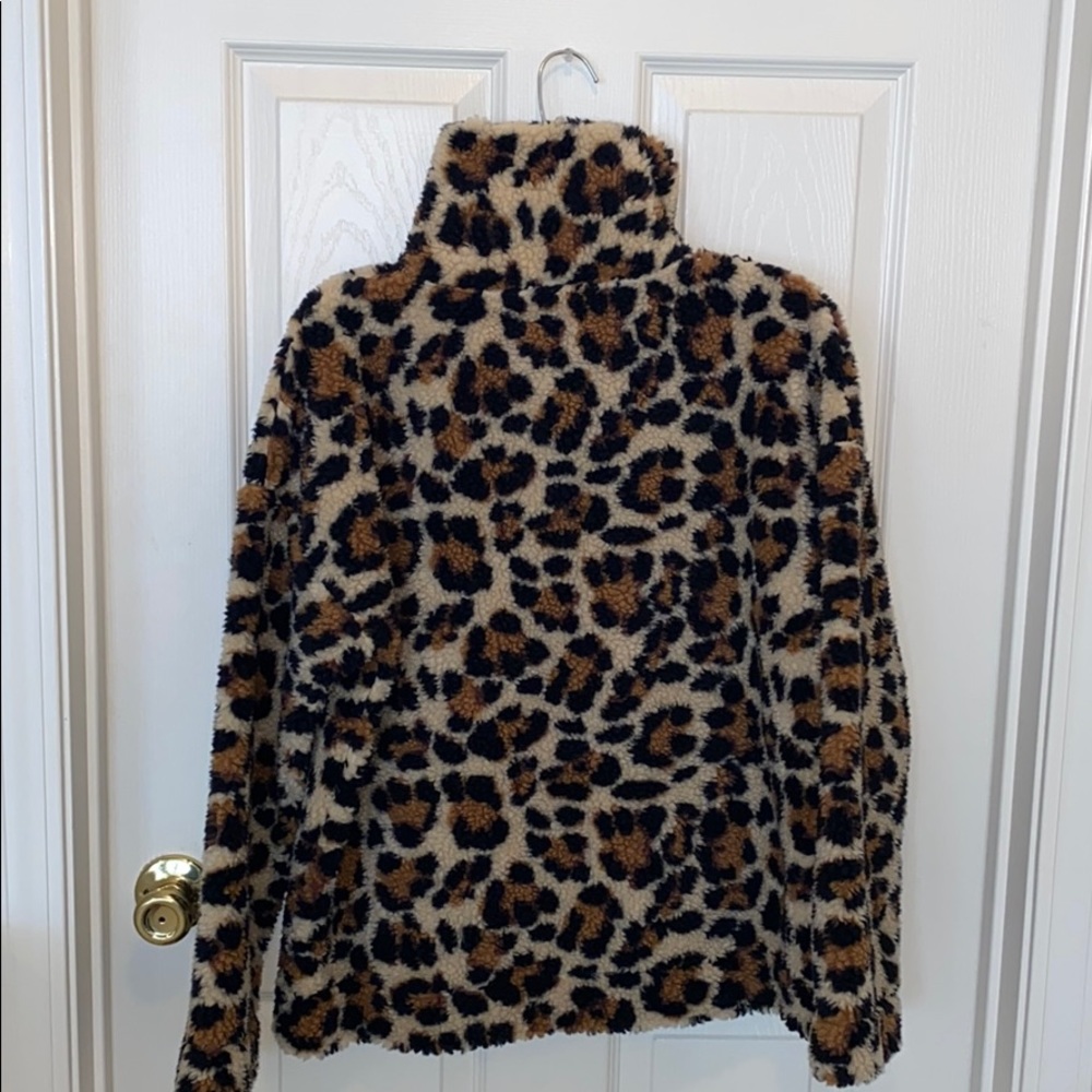 J Crew snap-collar, leopard print Sherpa; size S - Picture 7 of 13
